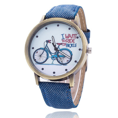 

National style bronze watch male retro bicycle watch PU belt mens watch