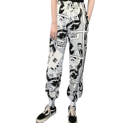 

loose sports men&women with the same paragraph beam foot comic hip hop pants