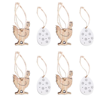 

8pcsset Wooden Ornament Easter Spring Home Decor RabbitFlowerRoosterEgg