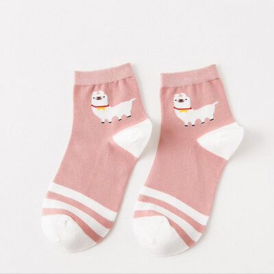 

Cartoon Alpaca Socks Casual Cotton Short Socks Elastic Stretch Breathable Socks Women Gifts