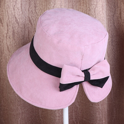 

Dongyun New Chao Autumn Ladies Korean Edition Back Open Butterfly-knot Fishermans Cap Flat Top Cap Outdoor Recreational Pot Cap