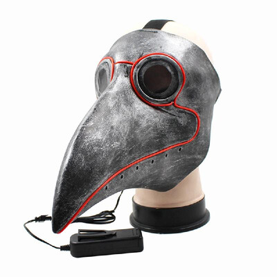 

Bird Beak Mask Doctor Raven Mask Latex Giant Bird Head Cosplay Party Costume Accessories No Light Silver