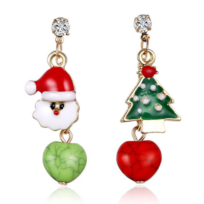 

Christmas Tree Santa Asymmetric Drop Dangle Earrings Women Cute Party Earrings