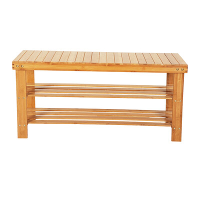 

3 Tier Bamboo Shoe Rack Bench Storage Shelf Organizer Entryway Wood Color