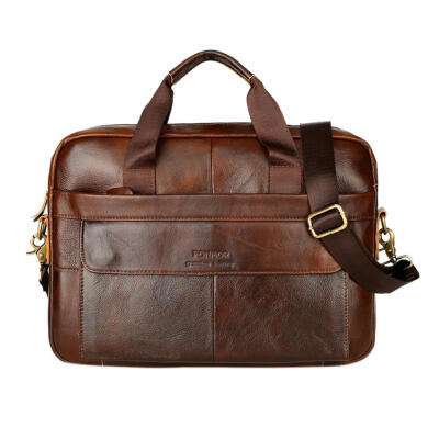 

Genuine Leather Crossbody Solid Color Briefcase Handbags Men Shoulder Bags