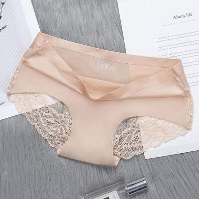 

Ladies Lace Ice Silk Underwear Panties Slim Seamless Transparent Breathable Low Waist Underwear Intimates Unerpants