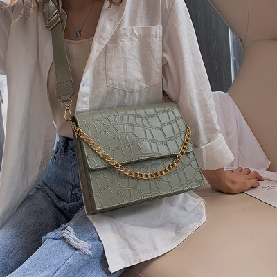 

Ins super fire stone pattern contrast bag female 2019 new fashion wild simple shoulder Messenger bag small square bag