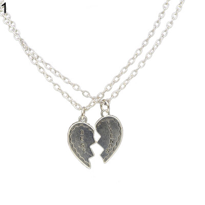 

2 Pcs Fashion Best Friends Love Heart Pendant Couple Chain Necklace Jewelry Gift