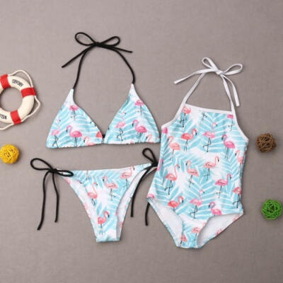 

Mother Daughter Family Matching Swim Costume Flamingos Swimwear Bikini Swimsuit