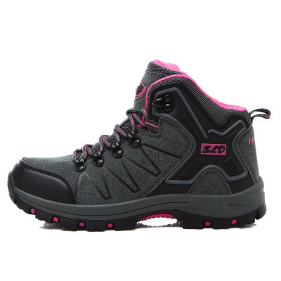 

High-top hiking shoes wear-resistant leather cashmere hiking mens shoes climbing mountain womens shoes