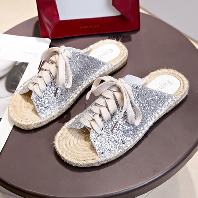 

Slipper women outside summer wear Korean version of the straw line with open-toed fisherman casual a word cool slippers Roman shoe