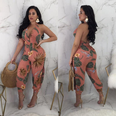 

Women V Neck Loose Playsuit Party Ladies Romper Sleeveless Long Jumpsuit