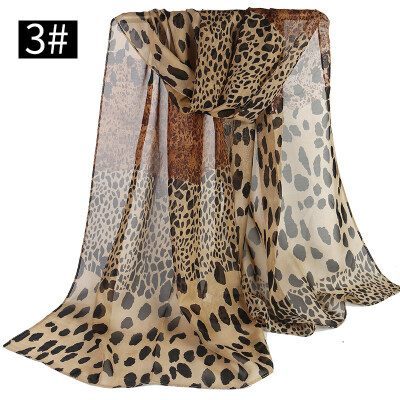 

Korean version of the leopard stitching chiffon scarves scarf ladies long spring&summer sunscreen silk scarf high-grade silk scarves wholesale