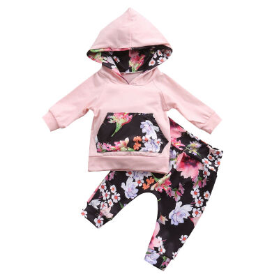 

Newborn Baby Girls Hooded Tops T-shirt Pants Leggings 2pcs Outfit Clothes Set