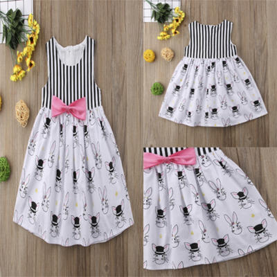 

Kids Dresses For Girl Bowknot Striped Sleeveless Rabbit Dress Summer Toddler Baby Tutu Dress