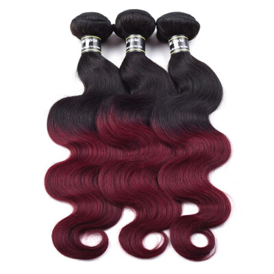 

Amazing Star Brazilian Virgin Hair Body Wave Ombre Hair 3 Bundles Burgundy1B Human Hair Bundles