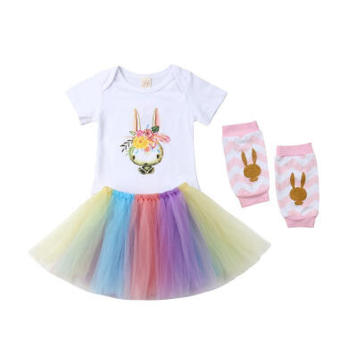 

Baby Girls Bunny Romper Tulle Skirt Dress Leg Warmers Outfits