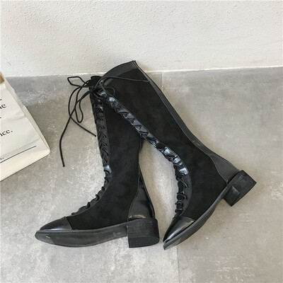 

Retro Martin Boots Children British Wind boots Autumn square-headed boots with thick heels over knees