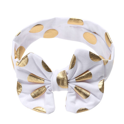 

Kids Baby Girls Metallic Bowknot Hairband Hot Stamping Dot Stretch Headband