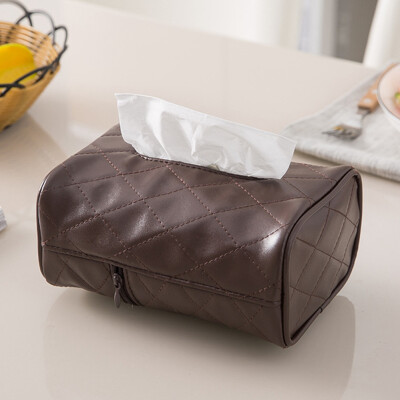 

PU Leather Tissue Box Cover Pumping Paper Hotel Car Home Napkin Holder Case