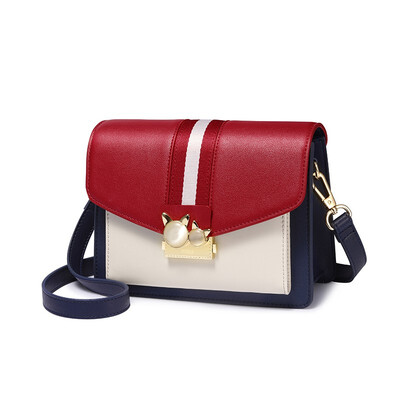 

Marsoul one-shoulder chain leather crossbody bag new fashion shoulder bag texture Korean version of the contrast color Messenger b