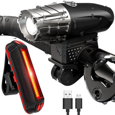 

Waterproof MTB Bike USB Recharge Front Handlebar Light Rear Tail Lights