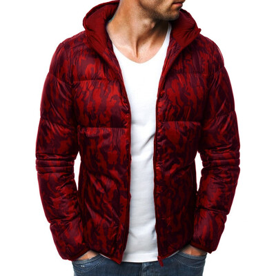 

Mens Thick Quilted Print Zipper Jacket Slim Long Sleeve Sports Winter Warm Tops