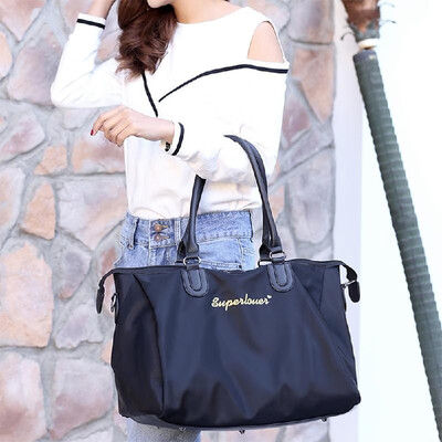 

Vintage Women Handbag Nylon Waterproof Zipper Large Capacity Multifunction Casual Tote Travelling Luggage Bag