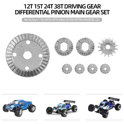 

12T 15T 24T 38T Motor Metal Driving Gear Differential Pinion Main Gear Set for WLtoys 118 A959 A979 A969 A959B A979B A969B RC Car