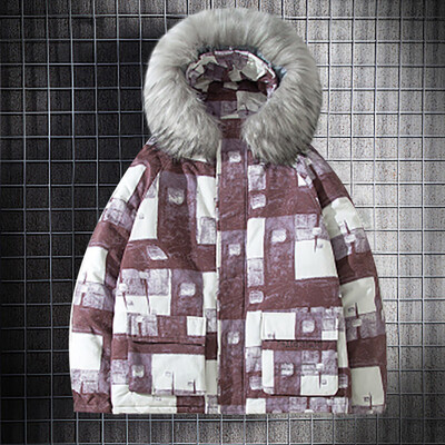 

Toponeto New Fashion Mens Winter Casual Printing Hooded Warm Cotton Clothing Coat