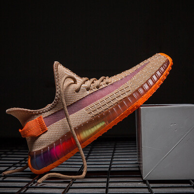 

Summer mens shoes tide 2019 fly woven breathable sports running shoes casual hollow mesh shoes mens coconut rainbow