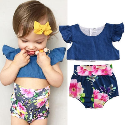 

Newborn Toddler Infant Baby Girls Floral TopsBottoms Briefs 2pcs Outfits Set Clothing