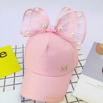 

Fashion Children Baseball Cap Spring Summer Pearl Bow Kids Sun Hat Boys Girls Hip Hop Caps