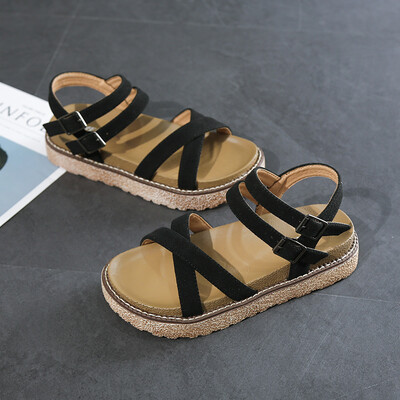 

Sandals womens primary summer flat-bottomed student Korean version of the thick-soled fairy chic with womens shoes