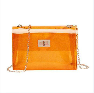 

2019 New Style Solid Flap Handbags Fashion Women Transparent PVC Clear Jelly Bag Tote Handbag Shoulder Bag Purse