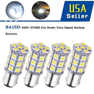 

4x White BA15D 5050 27-SMD LED RV Camper Interior Light 1142 1076 6000K 12V