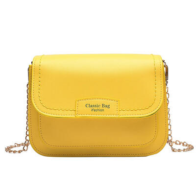 

Letter Print Shoulder Bag PU Leather Women Chain Crossbody Saddle Bags