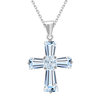 

Elegant Cubic Zircon Cross Necklaces Pendants Silver Color Cross Christian Jesus Jewelry For Women Accessories