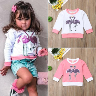 

Toddler Baby Girl Autumn Clothes Long Sleeve Flamingo Sweatshirt Tops T-Shirt