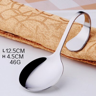 

Toponeto Stainless Steel Curved Handle art Fork Salad Round Spoon Tip Spoon Soup Spoon