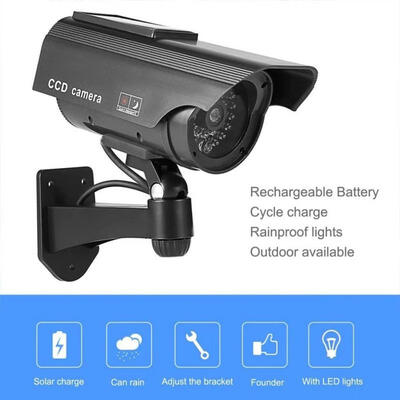 

Solar Powered Fake Dummy Camera High Simulation CCTV Home Security Surveillance Camera With LED Red Light Flashing