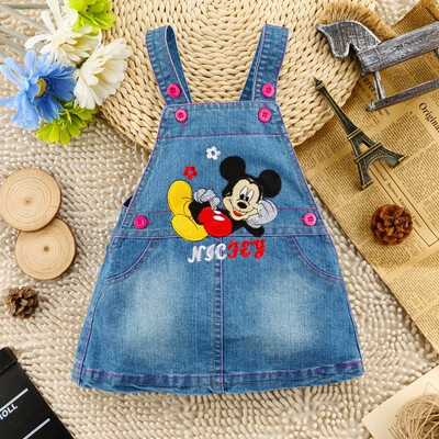 

1-4Years Summer Toddler Kid Baby Girl Cartoon Mouse Denim Overalls Strap Skirt Clothes