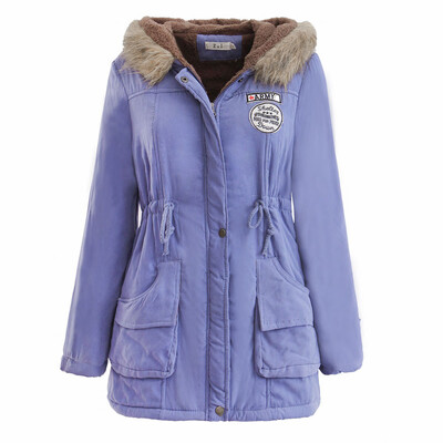 

Toponeto Women Long Coat Fur Collar Hooded Jacket Slim Winter Parka Outwear Coats AGL