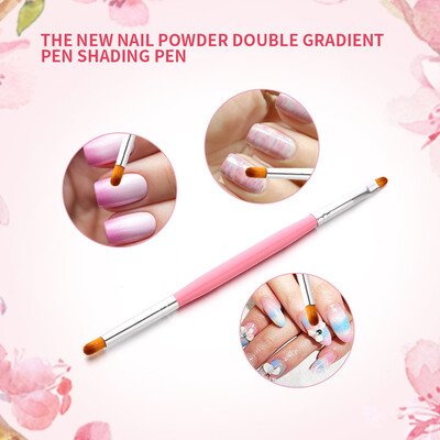 

〖Follure〗Double Head Gradient Painting Pen Nail Art Drawing Brush Wooden Handle Manicure