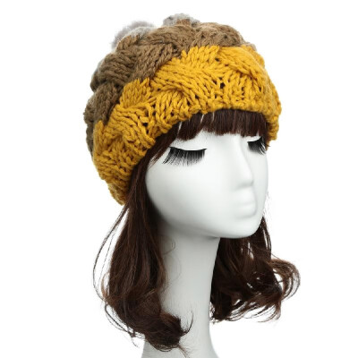 

Fashion Women Cute Knitted Hat Crochet Faux Rabbit Fur Ball Beret Beanie Knit Ear Protectors Hats Girl Warm Cap