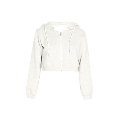 

Women Plain Hoodies Crop Top Sweatshirt Hooded Coat Casual Zip up Jacket Outwear