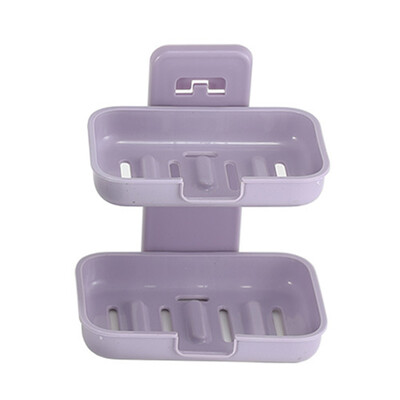 

Double Drain Soap Box Suction Cup Wall Mounted Soap Holder Bathroom Free Punch