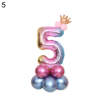 

0-9 Number Crown Foil Latex Balloon Balls Birthday Party Wedding Decor Supplies