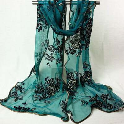 

Gobestart Women Lady Flower Printing Lace Scarf Long Soft Wrap Shawl Stole Pashmina