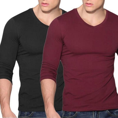 

Fashion Men&amp39s Slim Fit V Neck Long Sleeve Muscle Tee T-shirt Casual Tops Blouse